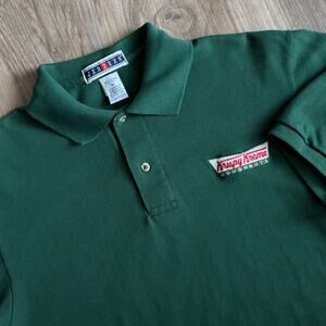 Krispy Kreme Doughnuts Employee Polo Shirt Men's Size M Green Vintage